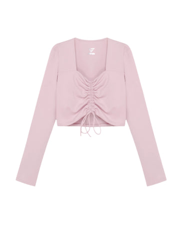 Laura Long Sleeve Crop Top - Pink