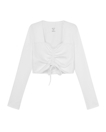 Laura Long Sleeve Crop Top - White