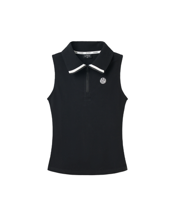 Celina Sleeveless Polo Shirt - Black