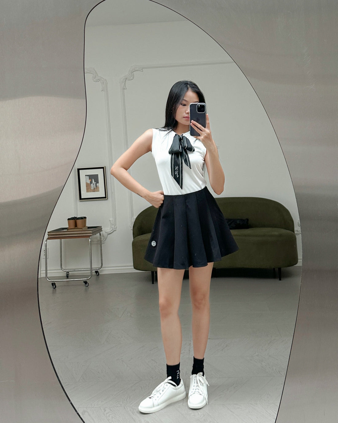 Christine Sleeveless Set - White/Black