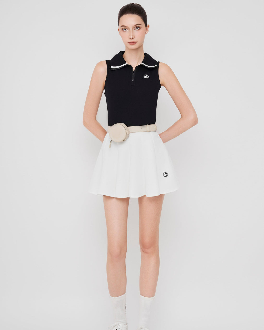 Celina Sleeveless Set - Black/White