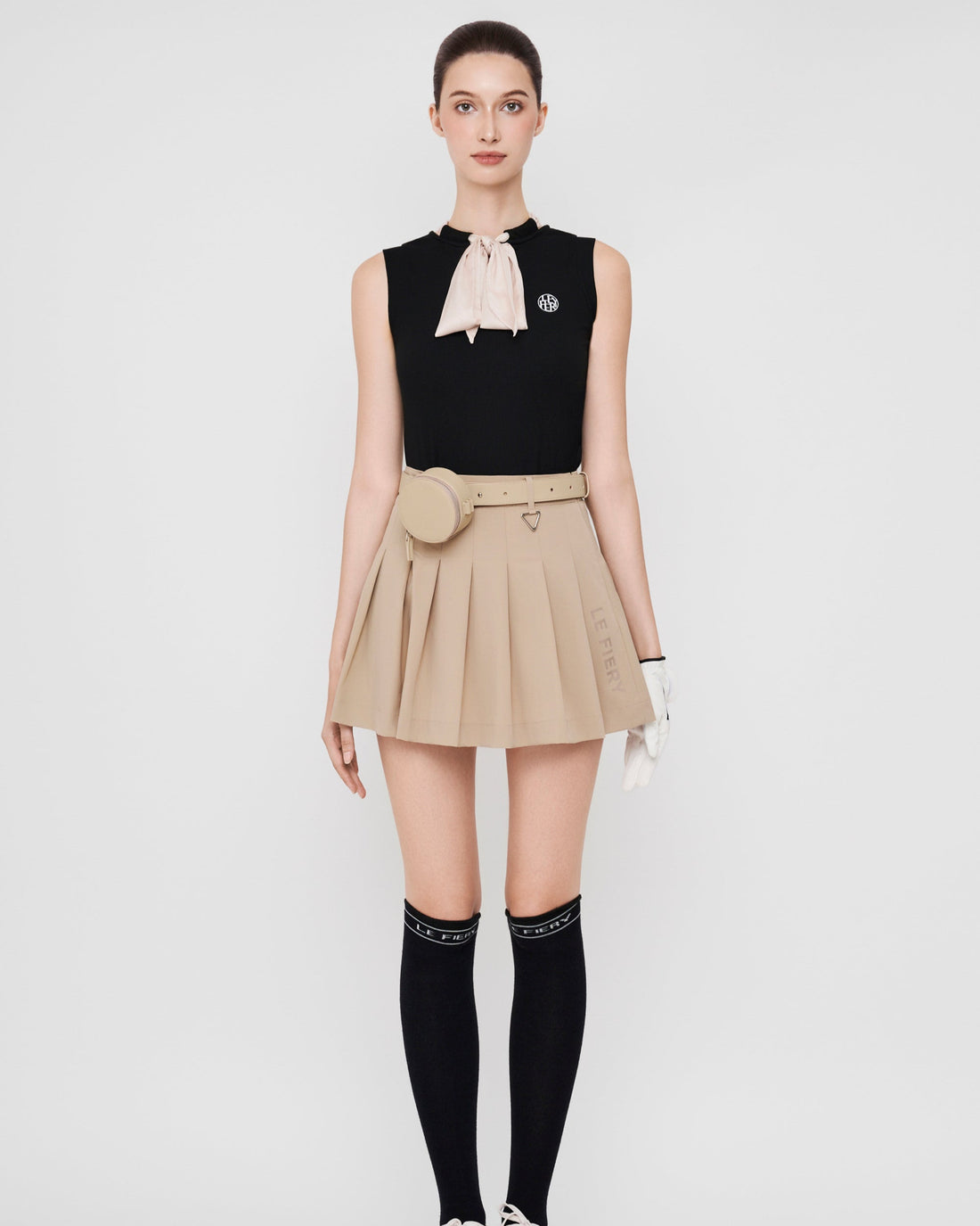 Lola Sleeveless Set - Black/Beige