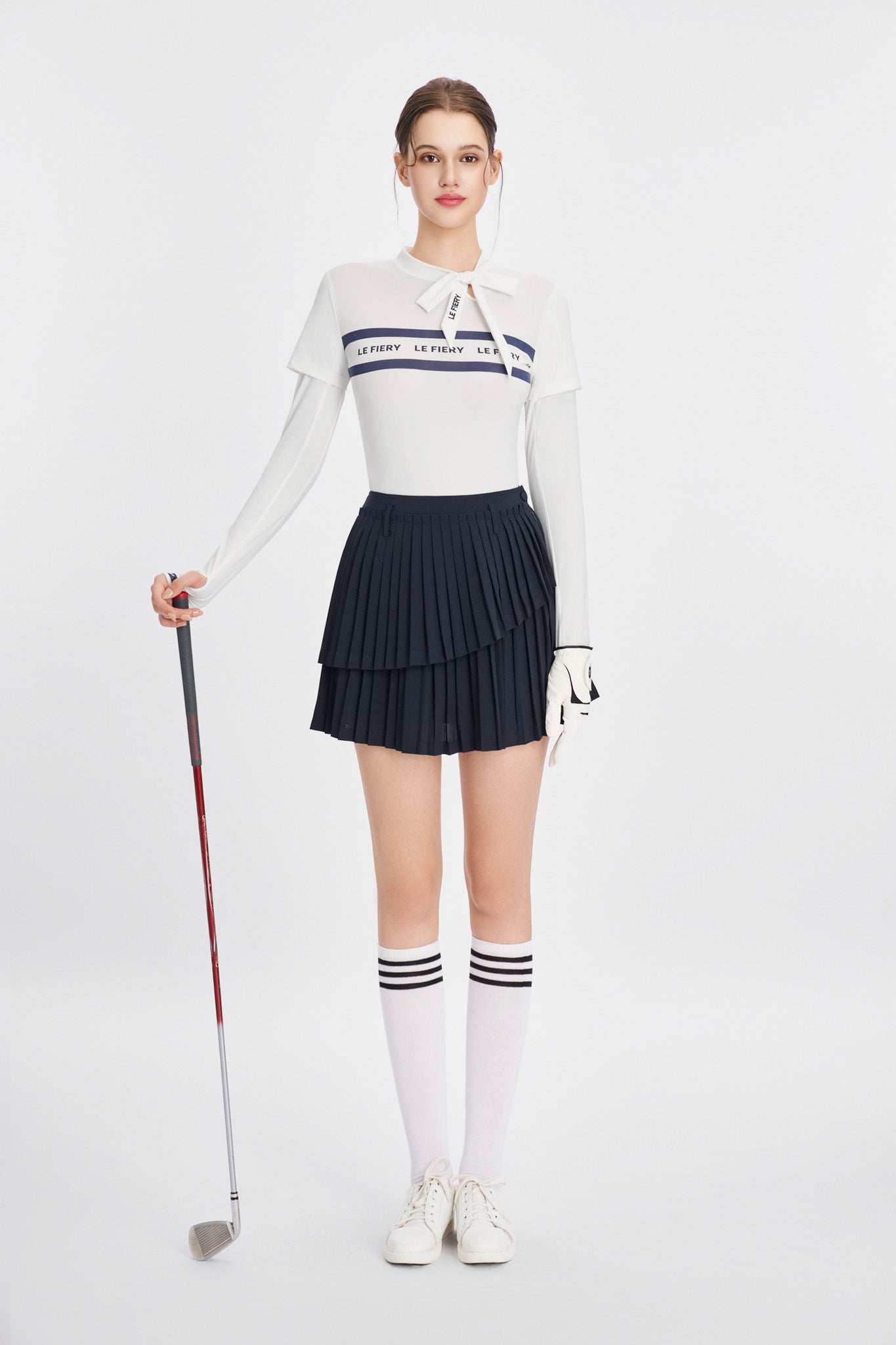 Linda double pleats skirt - Navy