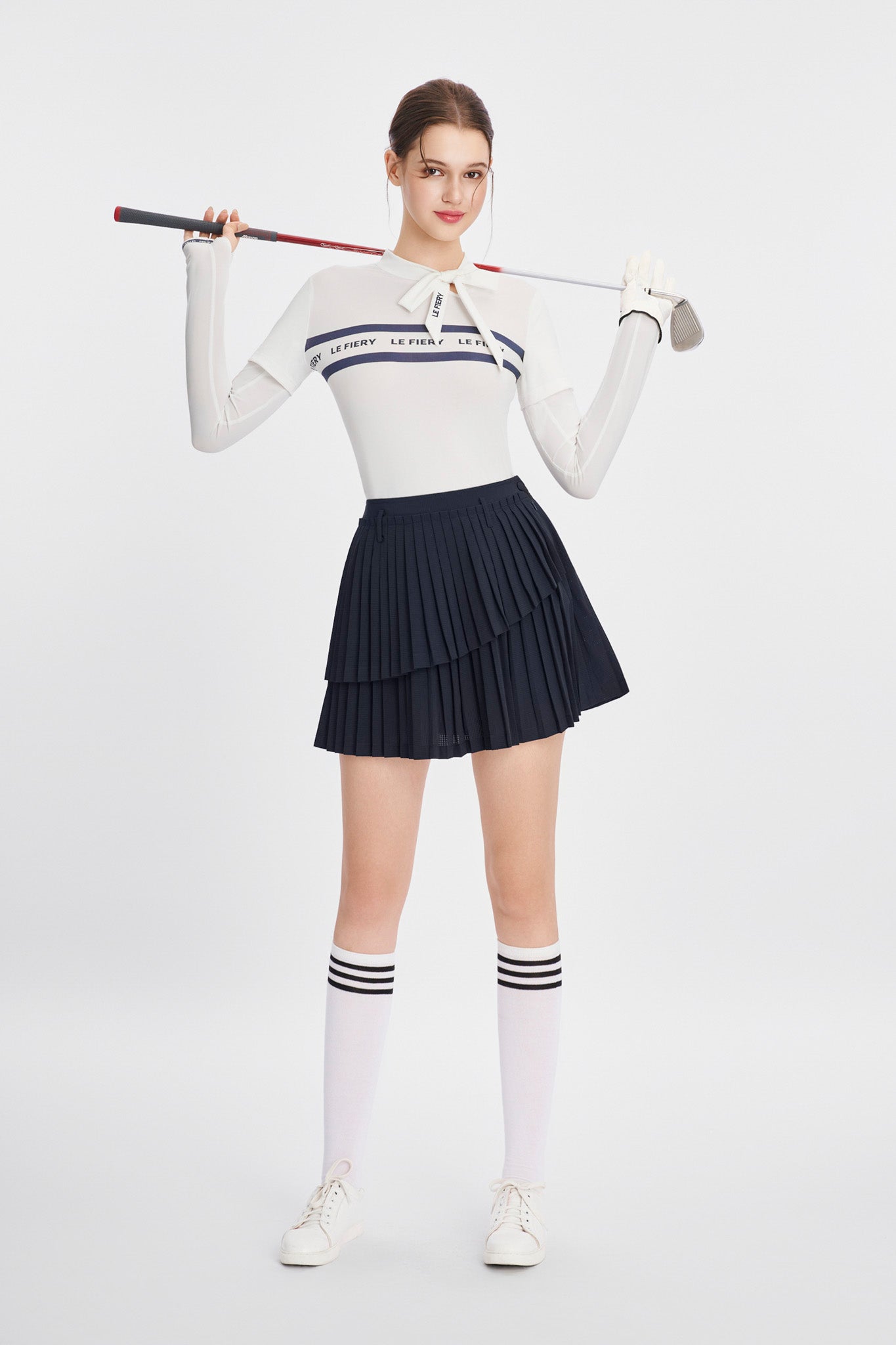 Linda double pleats skirt - Navy