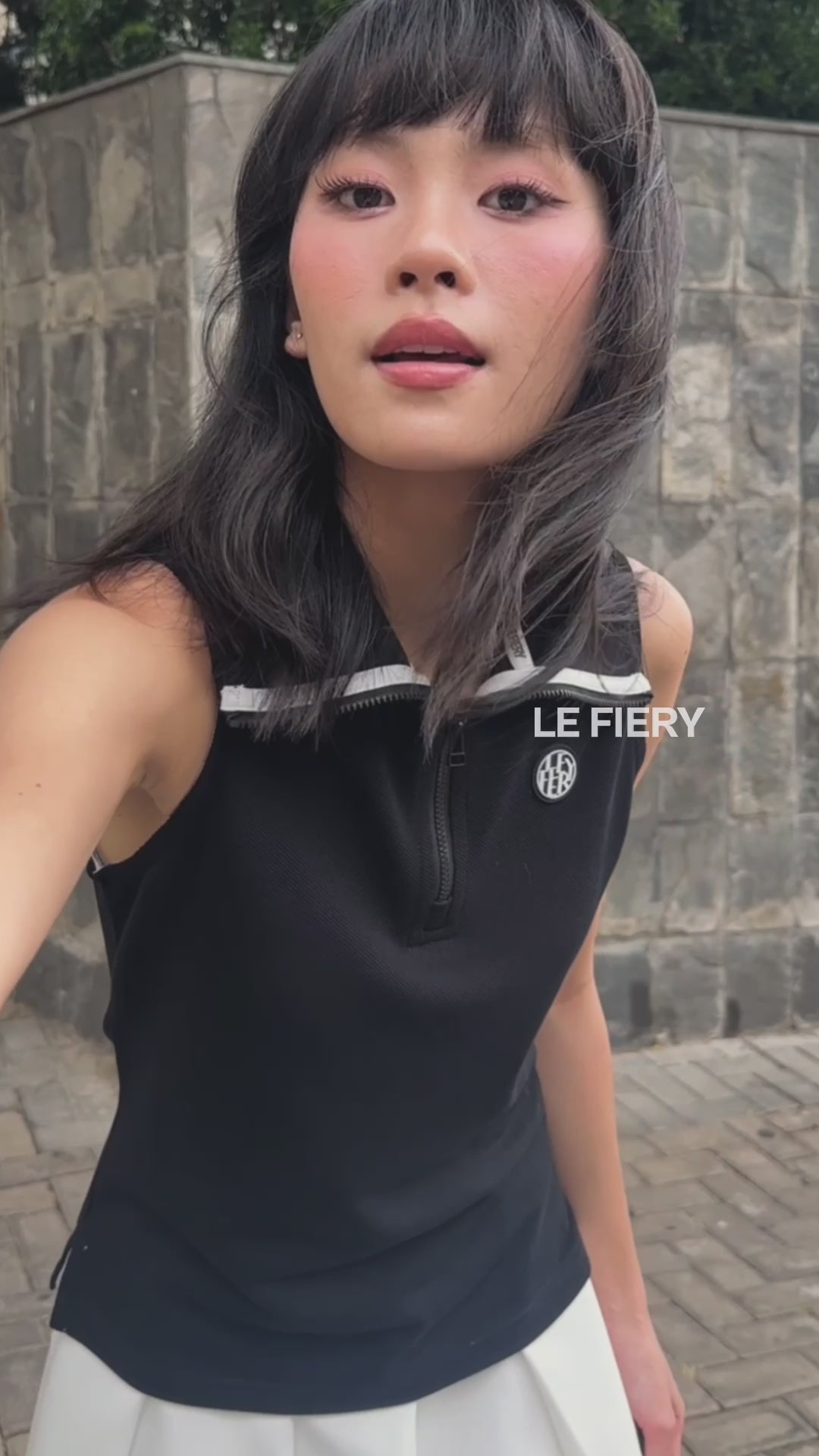 Celina Sleeveless Polo Shirt - Black